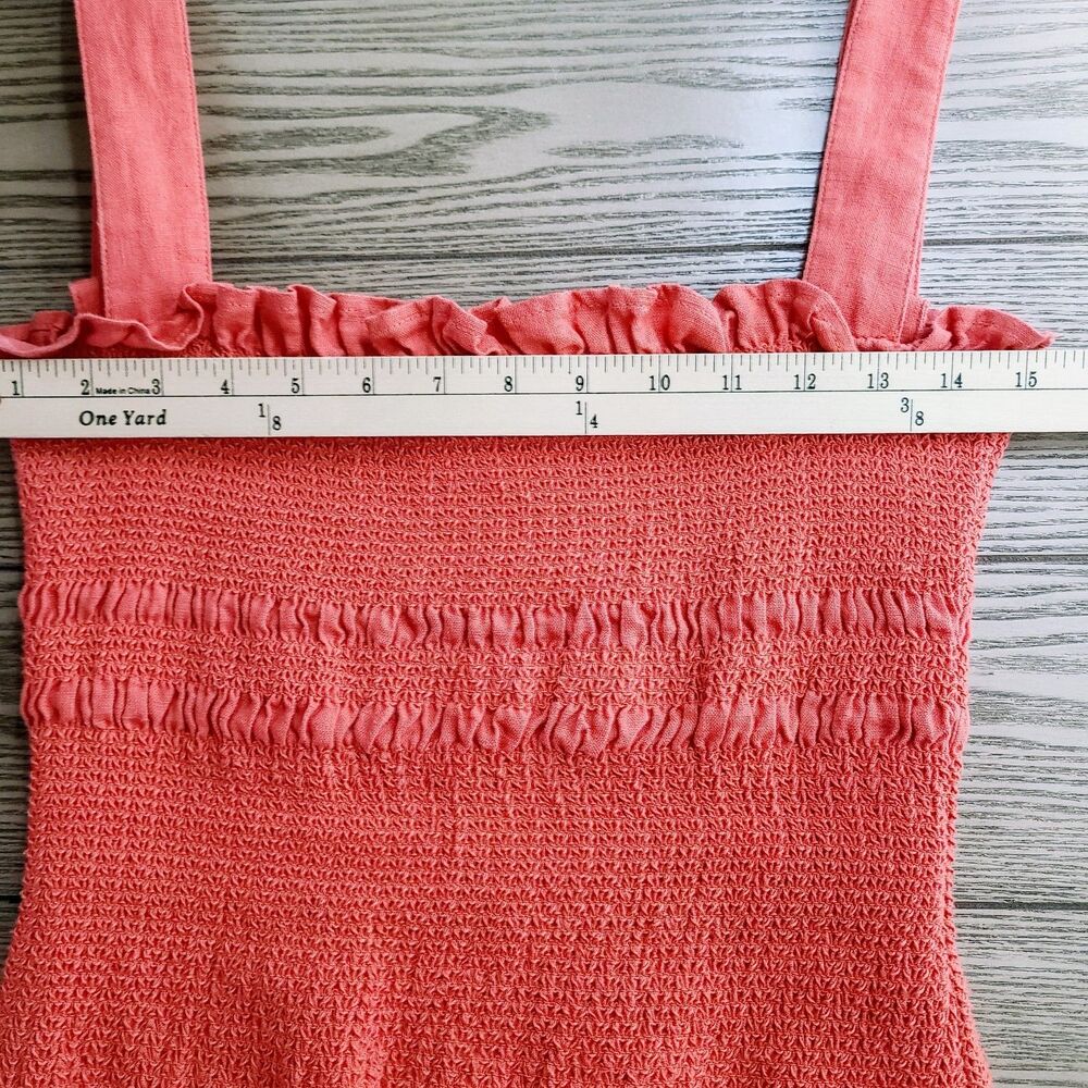 Revolve Capulet Linen Mini‎ Dress L Orange Smocked Resort Vacation - Picture 9 of 11
